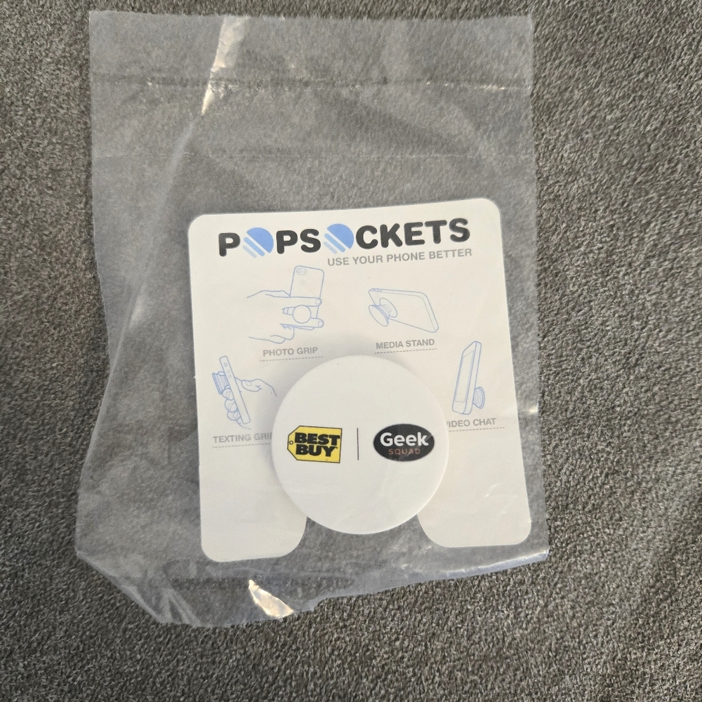 Geek Squad Popsockets Phone Accessory Photo Grip Medua Stand Chat Best Buy